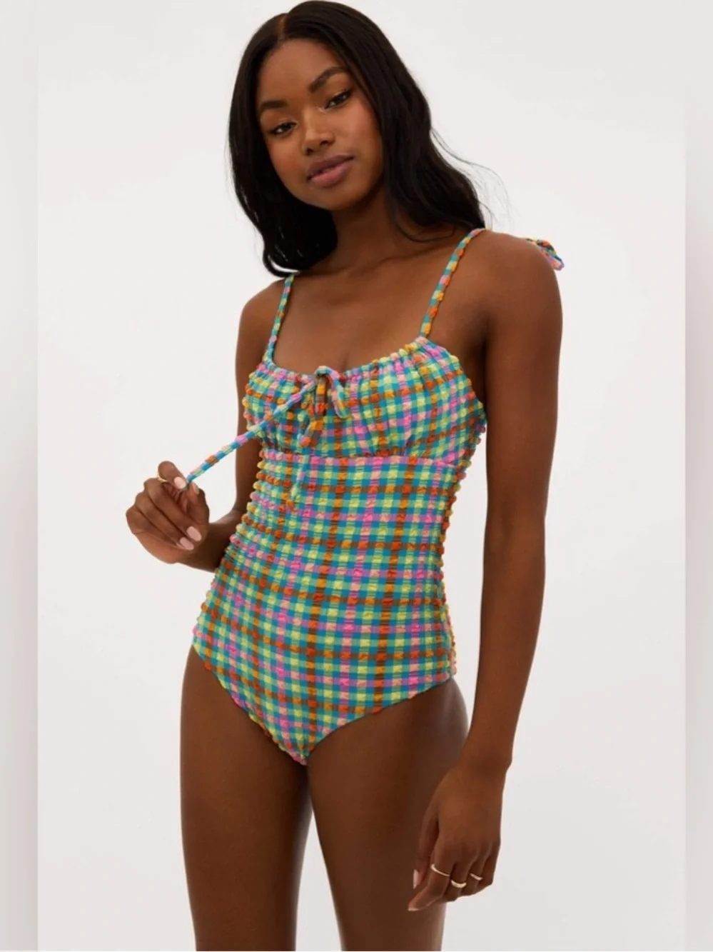 NWT Beach Riot Sunny Side Gingham Check Betsy One Piece Swimsuit Sz XS